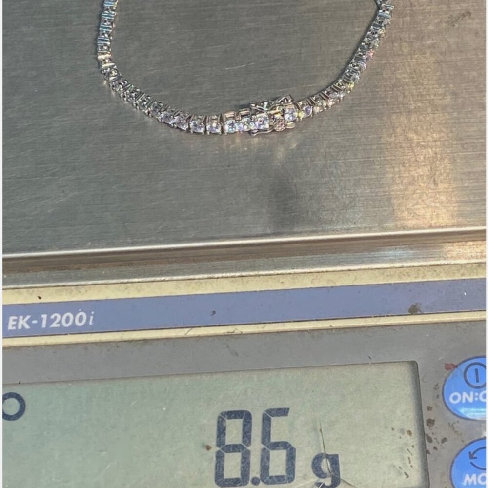 Women's Solid 925 Sterling Silver 7 Inch CZ Tennis Bracelet fancy 3 mm - Picture 3 of 4